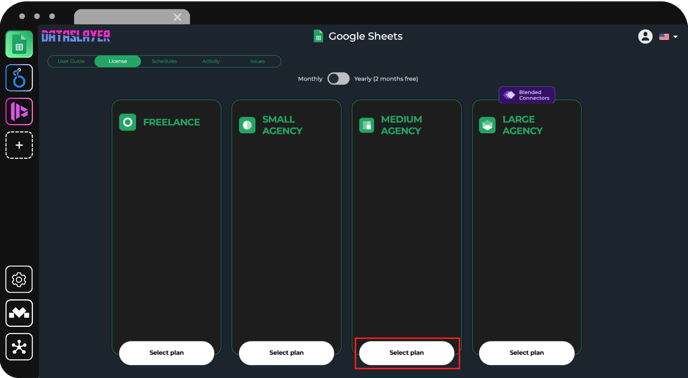 Navigating to License section to add extra API calls