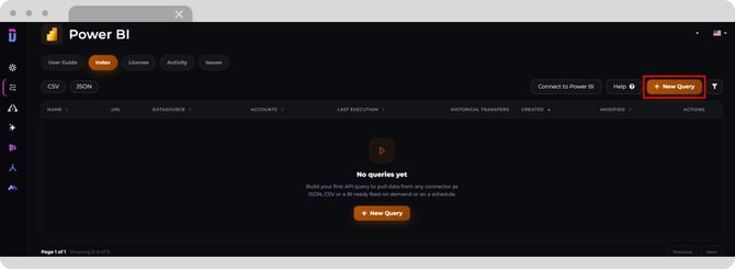 Dataslayer Power BI query builder with the New query button