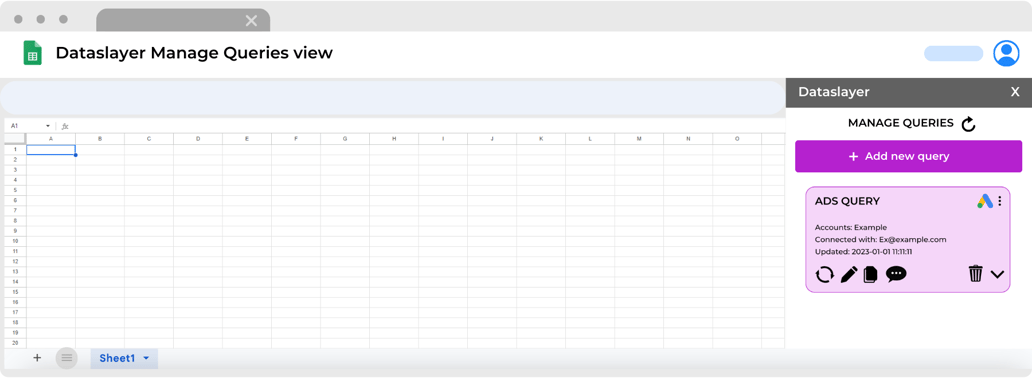 Dataslayer query options in Google Sheets