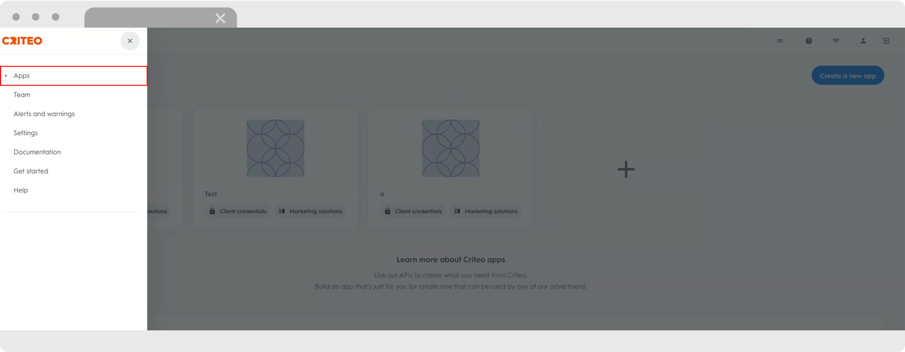 How to create new Criteo credentials